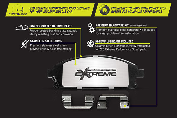 POWERSTOP Extreme Carbon Ceramic Brake Pads / 2012+ Jeep GC SRT / Dodge / 6-Piston Front & 4-Piston Rear Setup - KOW Performance