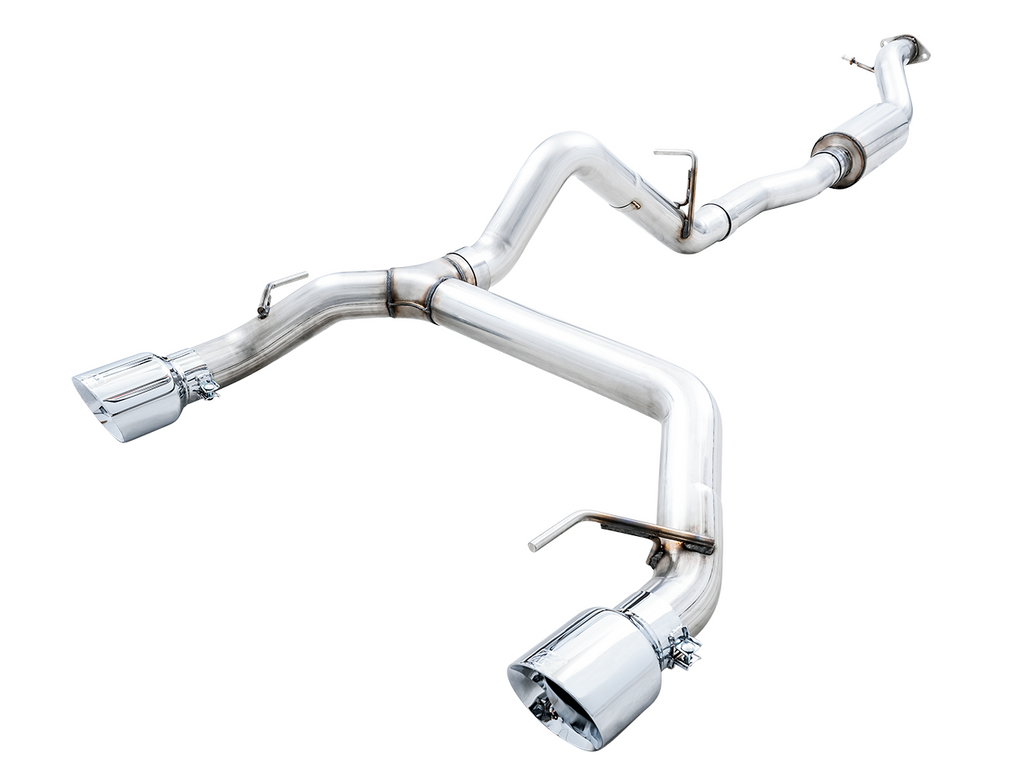 AWE 0FG Catback Exhaust for Ford Bronco with BashGuard™ - Dual 4.5" Chrome Silver Tips (3015-32456)