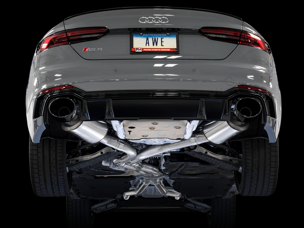 AWE Touring Edition Exhaust for Audi B9 RS 5 Coupe - Non-Resonated - Diamond Black RS-style Tips (3015-33108)